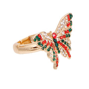 Red and Green Flutter Butterfly Ring