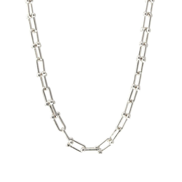 Silver Metal Gauge Link Necklace