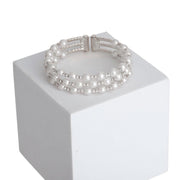 3 Row Silver Pearl Memory Bracelet