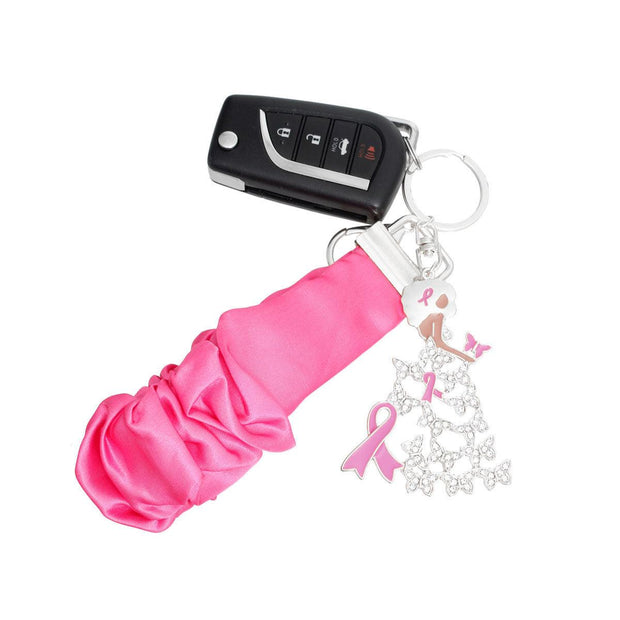 Silver Pink Wristlet Butterfly Keychain