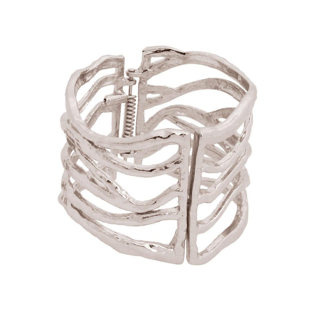 Silver Textured Cut Out Metal Cuff
