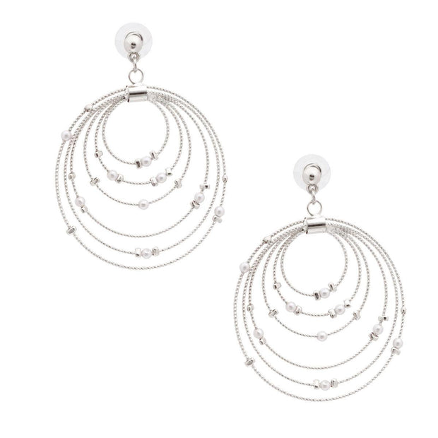 Silver White Pearl Ring Earrings