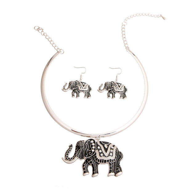Tribal Elephant - Black Pendant Necklace Own the night with this edgy tribal elephant necklace. The black pendant necklace has rhinestones, making it the perfect accessory for any outfit. The choker style necklace elephants add graceful silhouette adds a touch of exotic flair. Free shipping on orders over $50