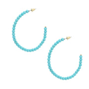 Turquoise Natural Stone Bead Hoops