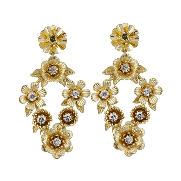 Vintage Gold Metal Flower Earrings