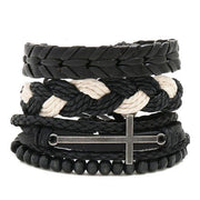 Vintage Woven Hemp Rope Black Men's Leather Bracelet Bracelets EJIJI Boutique 