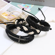 Vintage Woven Hemp Rope Black Men's Leather Bracelet Bracelets EJIJI Boutique 