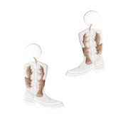 White and Brown Clay Boots Earrings