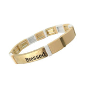 White and Gold Block Blessed Bracelet